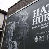 A hate crime billboard in Glasgow. (Photo by Jeff J Mitchell/Getty Images)