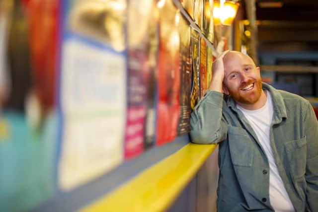 Scottish comedian Ray Bradshaw, who is hearing and was brought up with deaf parents, performs his stand up shows in spoken and sign language. Pic: Lisa Ferguson.