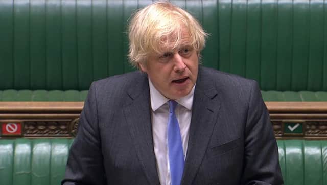 Prime Minister Boris Johnson giving a statement in the House of Commons on the reduction of lockdown measures in England