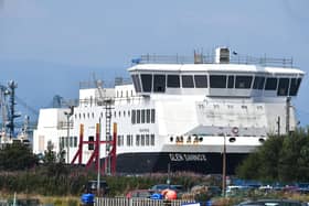 Glen Sannox is in dry dock in Greenock for additional work. Picture: John Devlin.