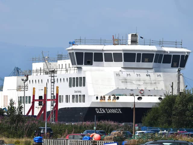 Glen Sannox is in dry dock in Greenock for additional work. Picture: John Devlin.