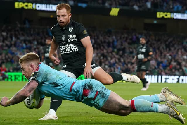 Kyle Steyn scores Glasgow Warriors' first try of the night after they drew a blank in the first half.