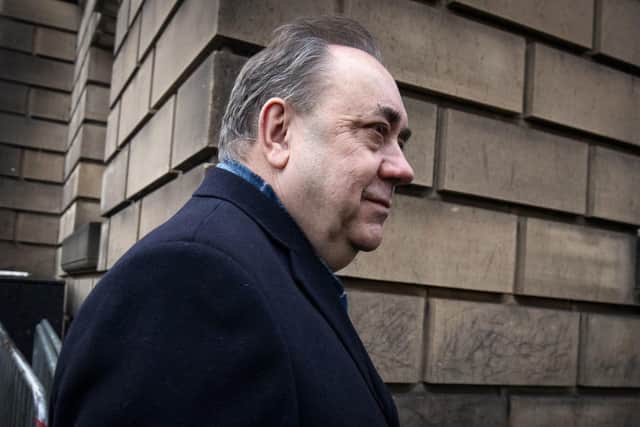 Former Scottish first minister Alex Salmond leaving the High Court in Edinburgh yesterday. Picture: Jane Barlow/PA Wire