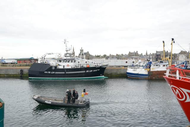 Police on patrol in Fraserburgh Harbour