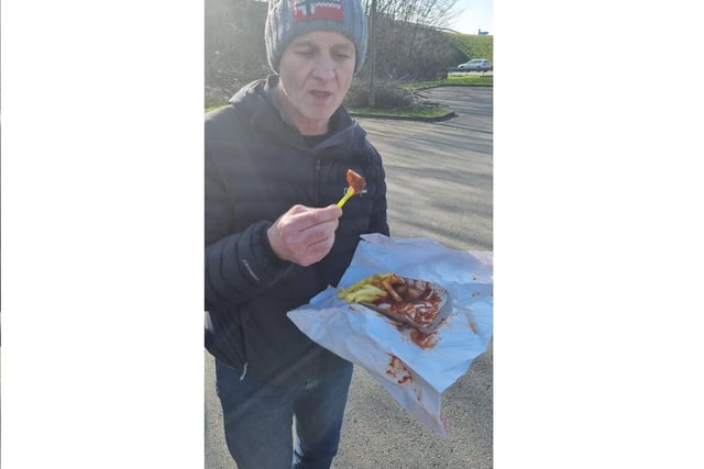 In Paderborn where we collected more medical equipment and were given our first hot meal of bratwurst and chips
