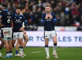 Scotland scrum-half Finn Russell looks dejected after the 32-21 defeat to France in Paris. (Photo by FRANCK FIFE/AFP via Getty Images)