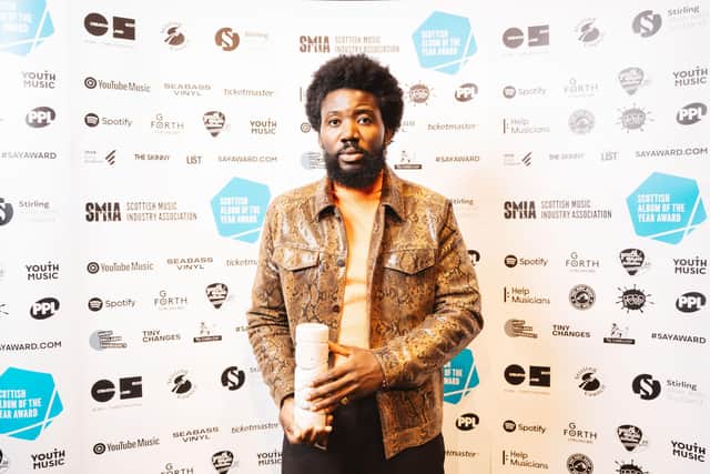 Young Fathers star Alloysious Massaquoi at the Scottish Album of the Year Awards.