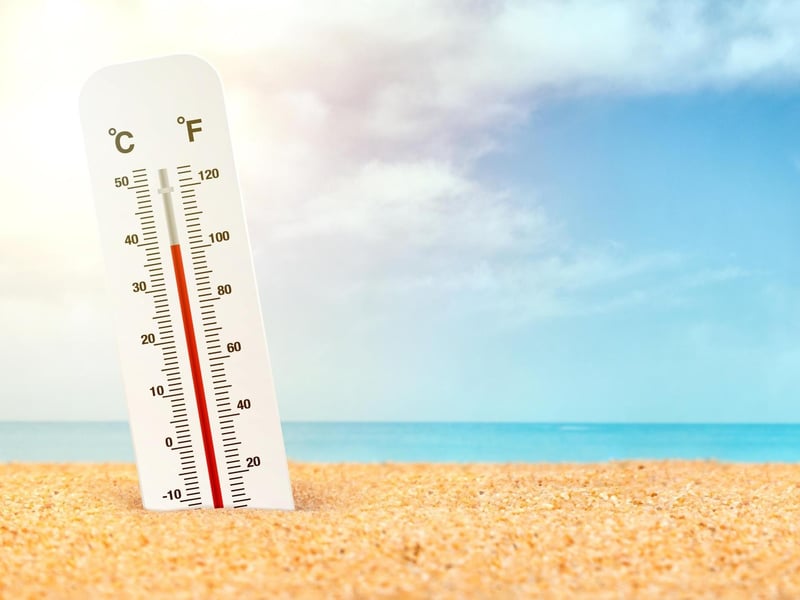 Not a Scots word officially but an adjective very commonly used by Scottish people when describing very hot weather.