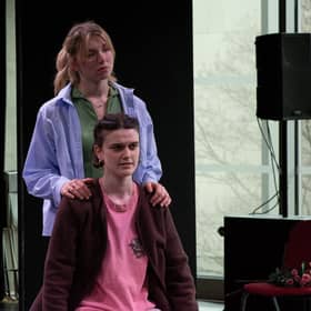 Catriona Faint & Alyth Ross in rehearsals for James V - Katherine PIC: Niall Walker