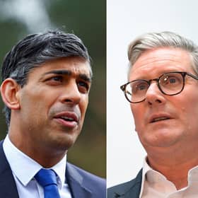 Sir Keir Starmer is set to win a huge general election majority over Rishi Sunak, according to a new mega-poll(Photo by MOLLY DARLINGTONANDY BUCHANAN/POOL/AFP/AFP via Getty Images)