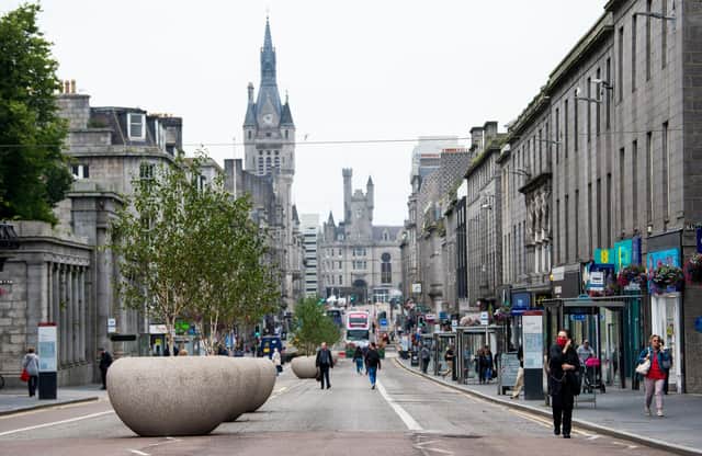 ABERDEEN, SCOTLAND - AUGUST 19: A general view of Union Street as the city of Aberdeen and Grampian area remains under a localised lockdown during the ongoing coronavirus pandemic, on August 19, 2020, in Aberdeen, Scotland. 19/08/20 - Aberdeen GV'sâ€(R)(Ross Parker / SNS Group)