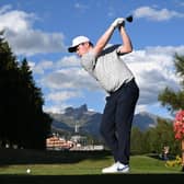 Needing a par to make the cut, Bob MacIntyre tees off at the 18th hole during day two of the Omega European Masters at Crans-sur-Sierre in Crans-Montana, Switzerland. Picture: Stuart Franklin/Getty Images.