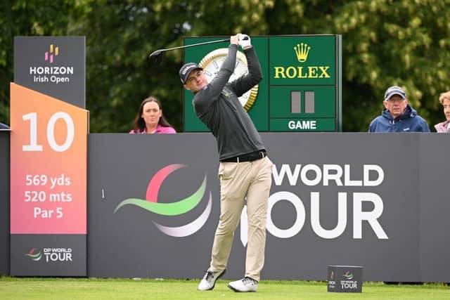 David Law tees off on the 10th hole during the first round of the Horizon Irish Open at Mount Juliet in Thomastown. Picture: Ross Kinnaird/Getty Images.