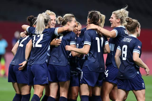 Team GB celebrate their win over Chile.