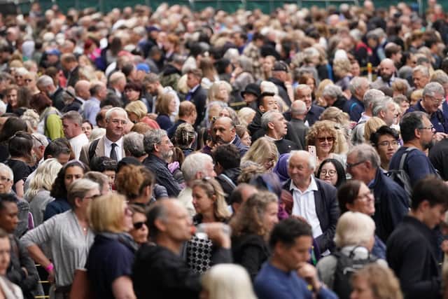 Members of the public in the queue in Victoria Tower Gardens, London, as they wait to view Queen Elizabeth II lying in state at Westminster Hall. Picture: Victoria Jones/PA Wire