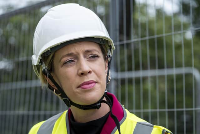 Deputy First Minister Jenny Gilruth visits the site of the Princes Street fire last month