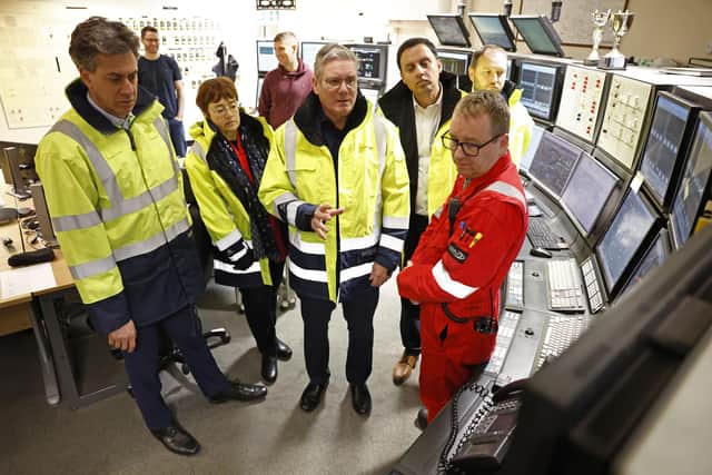 Keir Starmer on a visit to the St Fergus Gas Terminal in Aberdeenshire last November with Scottish Labour leader Anas Sarwar and Energy Secretary Ed Miliband (Picture: Jeff J Mitchell/Getty Images)