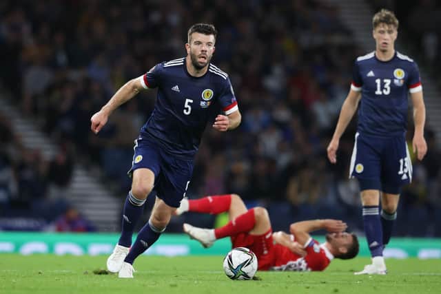 Grant Hanley in action for Scotland during the World Cup qualifying win over Moldova at Hampden (Photo by Alan Harvey / SNS Group)