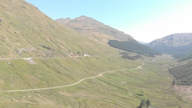 Both the A83 and the Old Military Road diversion route below it have been repeatedly blocked by landslides near the Rest and Be Thankful. Picture: Transport Scotland