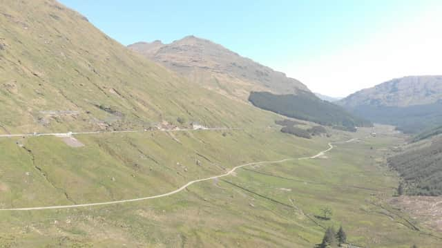 Both the A83 and the Old Military Road diversion route below it have been repeatedly blocked by landslides near the Rest and Be Thankful. Picture: Transport Scotland