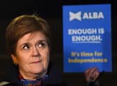 Nicola Sturgeon at Wednesday's pro-Scottish independence rally outside parliament in Edinburgh (Picture: Andy Buchanan/AFP/Getty)