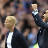 Giovanni van Bronckhorst celebrates Rangers' win over Royale Union Saint-Gilloise.