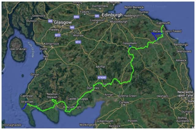 A map of the new route which stretches 250 miles across the south of Scotland (pic: South of Scotland Destination Alliance)