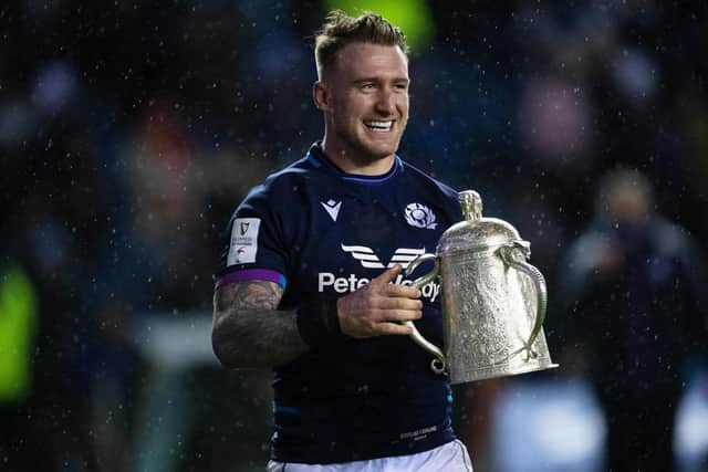 Scotland's Stuart Hogg with the Calcutta Cup.