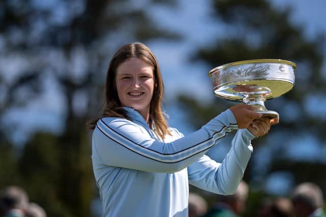 England's Lottie Woad poses with the trophy after winning the Augusta National Women's Amateur at Augusta National Golf Club. Picture: Augusta National Women's Amateur.