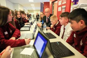 The track record of John Swinney, seen visiting Alloa Academy yesterday, doesn't suggest he knows how to fix Scottish education's problems (Picture: Jeff J Mitchell/Getty Images)