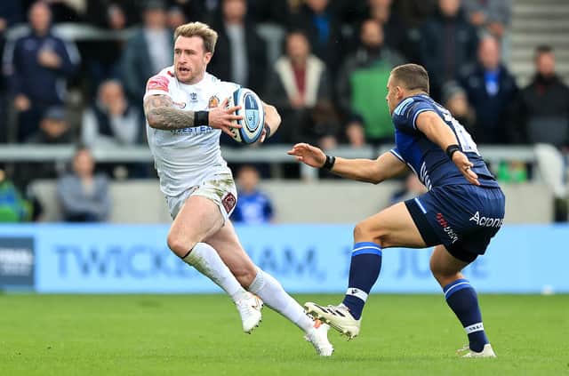 Scotland captain Stuart Hogg is back in action for the Exeter Chiefs and is seen here playing against Sale Sharks. Picture: David Rogers/Getty Images