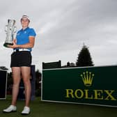 Hannah Darling poses with the trophy following her weekend victory in the R&A Girls Amateur Championship at Fulford. Picture: R&A via Getty Images.