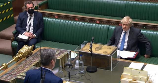 Prime Minister Boris Johnson clashed with Sir Keir Starmer today in a heated PMQs