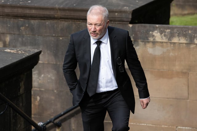 Former Rangers player and manager Ally McCoist arrives at the funeral of Rangers kitman Jimmy Bell