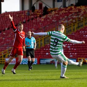 Celtic's Leigh Griffiths nets with the sort of sublime finish that makes him worth a call-up by Scotland manager Steve Clarke for the Serbia play-off (Photo by Alan Harvey / SNS Group)