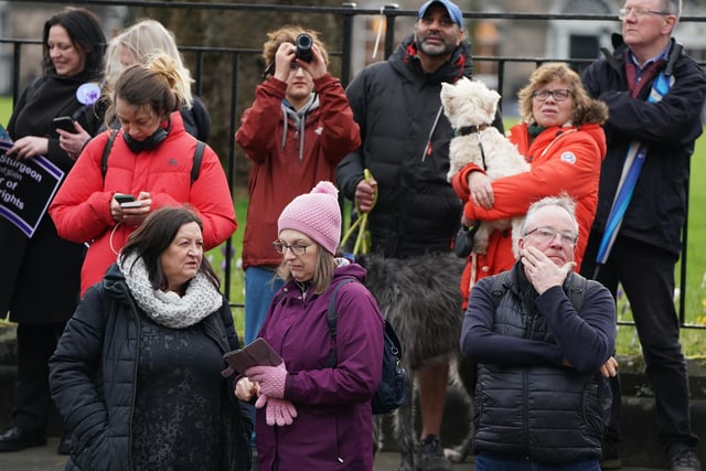 Members of the public outside Bute House in Edinburgh during a press conference where First Minister Nicola Sturgeon announced she will stand down as First Minister for Scotland after eight years. Picture date: Wednesday February 15, 2023.