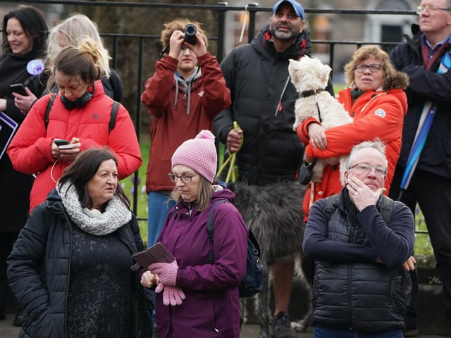 Members of the public outside Bute House in Edinburgh during a press conference where First Minister Nicola Sturgeon announced she will stand down as First Minister for Scotland after eight years. Picture date: Wednesday February 15, 2023.