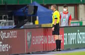 Referee Georgi Kabakov consults the VAR monitor during the World Cup qualifier between Austria and Scotland last month. Picture: SNS