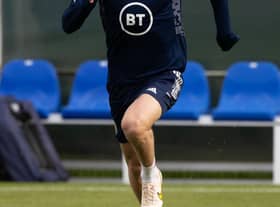 Stuart Armstrong goes through his paces at Scotland's Oriam training centre on Tuesday and the Southampton midfielder maintains "exterior" circumstances will not be a factor in facing  an at-war Ukraine, and weren't in the June World Cup play-off. (Photo by Craig Williamson / SNS Group)