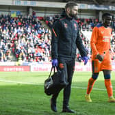 Rangers forward Fashion Sakala leaves the field with an injury during the 2-1 defeat to St Johnstone. (Photo by Ross MacDonald / SNS Group)