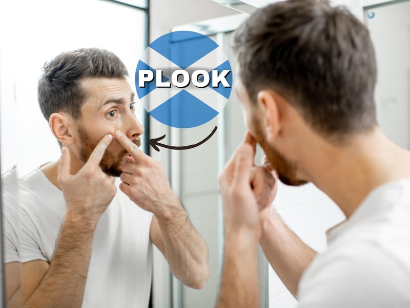 The Scots Language Centre tells us that a plook is a “pimple, boil or a swelling”. It is thought to come from the Middle English “plouke” which also refers to a pustule. It also seems like onomatopoeia for the noise produced when you pop one (too far?)