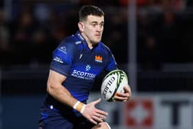 Emiliano Boffelli in action for Edinburgh during an EPCR Challenge Cup match between Edinburgh Rugby and Gloucester at the Hive Stadium, on January 13, 2024. He returns to the team for the match against Cardiff in the URC. (Photo by Ross Parker / SNS Group)