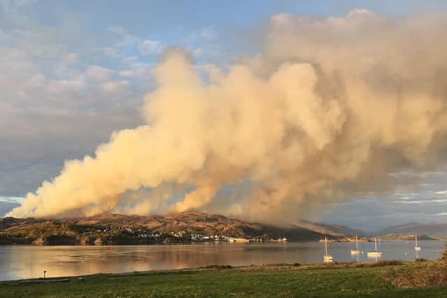 The fierce blaze near Kyle of Lochalsh comes in the wake of a spate of similar incidents across Scotland in recent weeks, and follows an "extreme" wildfire risk warning from firefighters due to tinderbox conditions. Picture: Courtesy of Lochalsh and South West Ross Community Fire Stations