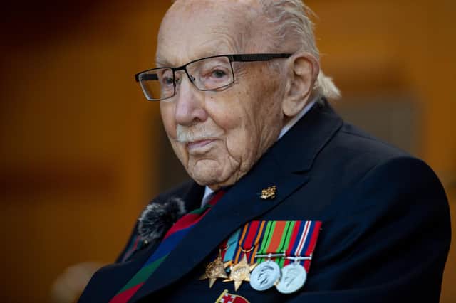 Captain Sir Tom Moore, 100-year-old British Army veteran.