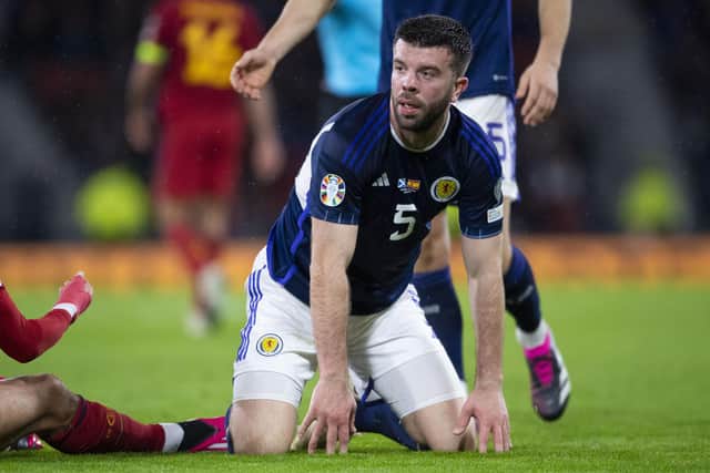 Scotland's Grant Hanley  wants the win over Spain to be bridge to regular victories over such calibre of opponent. (Photo by Ross MacDonald / SNS Group)
