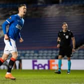 Cedric Itten celebrates scoring for Rangers against Royal Antwerp in the Europa League last season. Picture: SNS