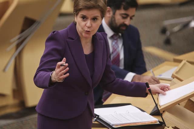 First Minister Nicola Sturgeon addresses MSPs at Holyrood. Picture: Fraser Bremner/Daily Mail/PA Wire