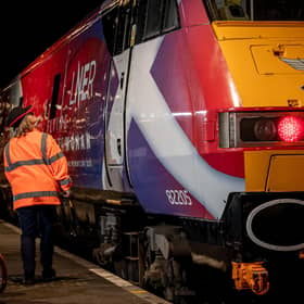 LNER head of engineering Linda Wain with the renamed Flying Scotswoman train. Picture: LNER/Charlotte Graham