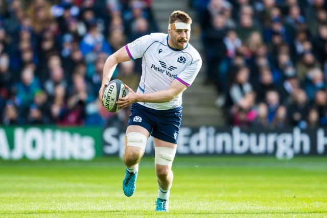 Nick Haining in action for Scotland in the defeat to France at BT Murrayfield. (Photo by Ross Parker / SNS Group)