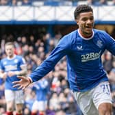 Malik Tillman turns to celebrate his opening goal against Dundee United. His double in the 2-0 win means the on-loan Rangers player has now scored 12 goals this season.